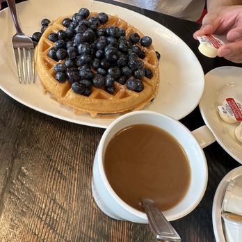 The White Apron - Waffle with generous serving of blueberries. - Breakfast & Brunch Near Me - Oshawa, Ontario