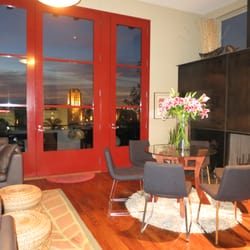 Events in the Penthouse - Dining and Living room with fireplace and view of San Diego Bay