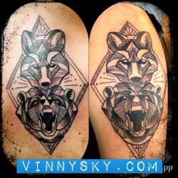 Tattoos by Vinny Sky - Bear/fox Tattoo by Vinny Sky