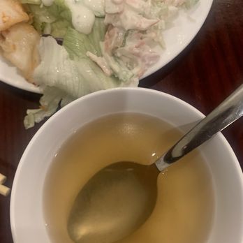 No 1 Buffet - Wonton broth, Salad with Kimchi and Crab salad on side - Buffets Near Me - Sacramento, California