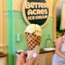 Pistachio with waffle cone
