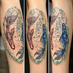 Cosmic Wizard Tattoo & 3D UV Gallery - Fish Colored Tattoo - done by Humo at Cosmic Wizard Tattoo