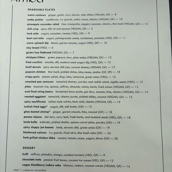 Amba - Menu: shareable plates, dessert - Indian Near Me - Cleveland, Ohio Amba - Menu: shareable plates, dessert - Indian Near Me - Cleveland, Ohio