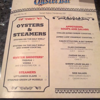 Oyster Bar - The Menu - Seafood Near Me - Henderson, Nevada Oyster Bar - The Menu - Seafood Near Me - Henderson, Nevada