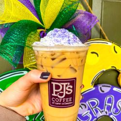 PJ's Coffee - King Cake Latte! Check out my food blog on Instagram! @diningwithkels
