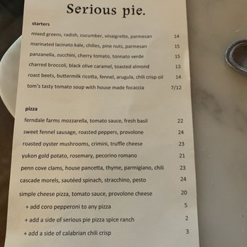 Serious Pie Downtown - Menu - Pizza Near Me - Seattle, Washington Serious Pie Downtown - Menu - Pizza Near Me - Seattle, Washington