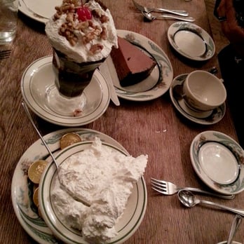 Peter Luger - "Holy Cow" Hot Fudge Sunday, Chocolate Mousse, and Homemade "Schlag." - Steakhouses Near Me - Brooklyn, New York Peter Luger - "Holy Cow" Hot Fudge Sunday, Chocolate Mousse, and Homemade "Schlag." - Steakhouses Near Me - Brooklyn, New York