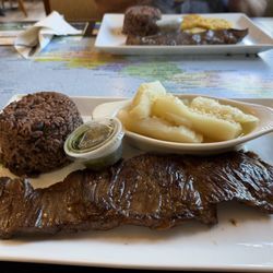 Churasco, yuca and moros were delicious