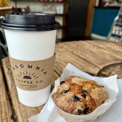 Insomnia Coffee - Americano and blueberry muffin