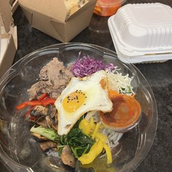Korean BBQ Grill - A2. Fried Dumplings (튀김만두) R3. Vegetable Bi-Bim-Bab (비빕밥)