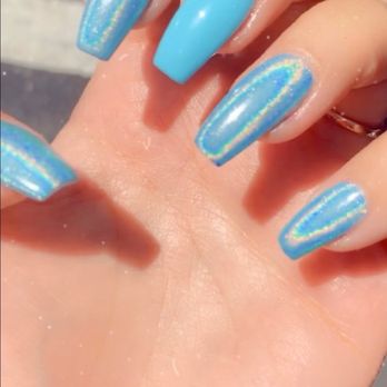Champagne Nails - Tiffany Blue chrome nails by Toni - Nail Salons Near Me - San Marcos, California