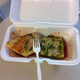 Lasagna the size of a post-it note.