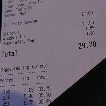 Evviva Bar & Eatery - Alcohol tax? I've never seen that anywhere before and what the heck is a hospitality fee when you're treated anything but that? - Pizza Near Me - Lisle, Illinois Evviva Bar & Eatery - Alcohol tax? I've never seen that anywhere before and what the heck is a hospitality fee when you're treated anything but that? - Pizza Near Me - Lisle, Illinois
