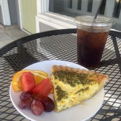 Hugh's Bakery & Coffeehouse - Quiche and iced coffee!