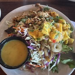 Mahi-Mahi Salad with Mango Salsa - very good, fresh and light w passionfruit vinaigrette Mahi-Mahi Salad with Mango Salsa - very good, fresh and light w passionfruit vinaigrette