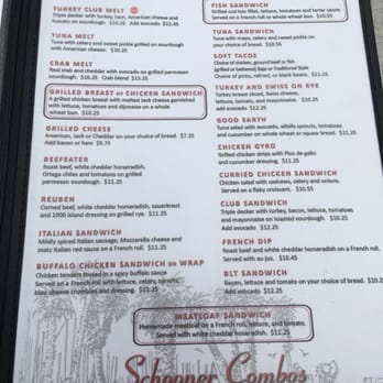 Schooner or Later - Schooner or Later... Back page of menu- haven't tried any of these yet - Sandwiches Near Me - Long Beach, California