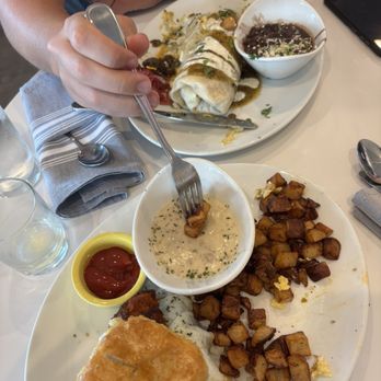 Jojo's Biscuit - Dirty bird sandwich with the gravy on the side and Sierra Blanca burrito - Breakfast & Brunch Near Me - Columbia, Missouri Jojo's Biscuit - Dirty bird sandwich with the gravy on the side and Sierra Blanca burrito - Breakfast & Brunch Near Me - Columbia, Missouri