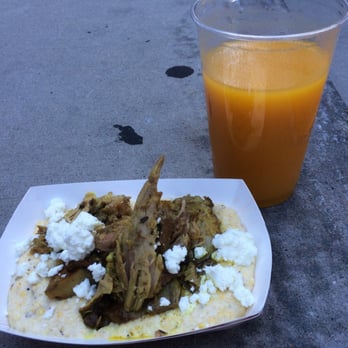 Greenhouse Catering - Pulled Pork with Polenta and a Pineapple/Squash/Honey drink. - Street Vendors Near Me Greenhouse Catering - Pulled Pork with Polenta and a Pineapple/Squash/Honey drink. - Street Vendors Near Me