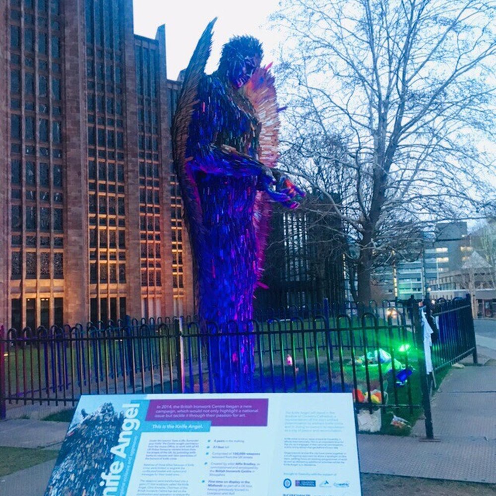 Coventry Cathedral - Knife Angel sculpture on display in front of the Cathedral - March 2019 - Churches Near Me - Coventry, XWM Coventry Cathedral - Knife Angel sculpture on display in front of the Cathedral - March 2019 - Churches Near Me - Coventry, XWM