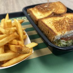 Chicken sandwich and fries Chicken sandwich and fries