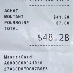 24 juin 2020 / $48.28 avec taxes et pourboire