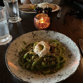 Trattoria Sofia - Bucatini Alla Pesto Siciliano - Italian Near Me - Houston, Texas Trattoria Sofia - Bucatini Alla Pesto Siciliano - Italian Near Me - Houston, Texas