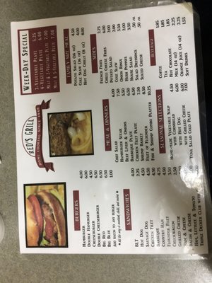Menu photo 1 Red's Grill Rock Hill, SC