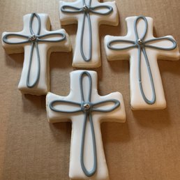 four decorated cross cookies four decorated cross cookies