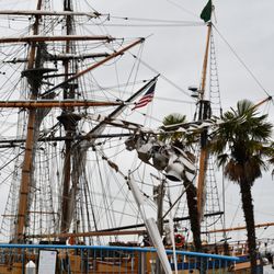 The Heron - Visiting pseudo tall ship in the background