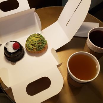Bibble & Sip - Matcha White Chocolate Cream Puff and Black Sesame Hazelnut Crunch Tart - Coffee & Tea Near Me - New York, New York