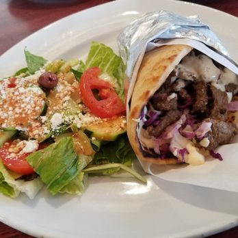 Pom & Olive - Shawarma beef wrap w/ salad - Mediterranean Near Me - Costa Mesa, California Pom & Olive - Shawarma beef wrap w/ salad - Mediterranean Near Me - Costa Mesa, California