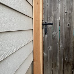 Replaced concrete and gate post