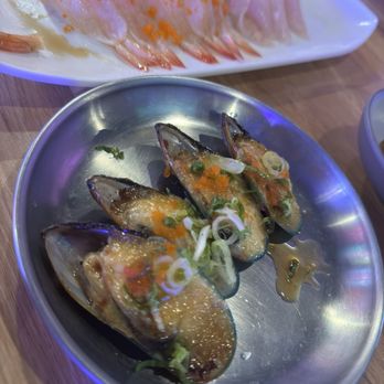 Sushi One Spot - Baked green mussels and sweet shrimp nigiri - Sushi Bars Near Me - Corona, California
