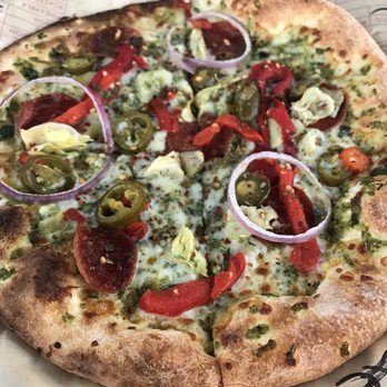 MOD Pizza - My pizza, spicy per usual, garlic and onions to keep the boys comin' - Fast Food Near Me - San Antonio, Texas MOD Pizza - My pizza, spicy per usual, garlic and onions to keep the boys comin' - Fast Food Near Me - San Antonio, Texas