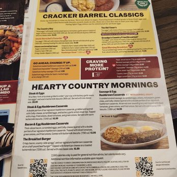 Cracker Barrel Old Country Store - A portion of the menu - American Near Me - Kissimmee, Florida Cracker Barrel Old Country Store - A portion of the menu - American Near Me - Kissimmee, Florida