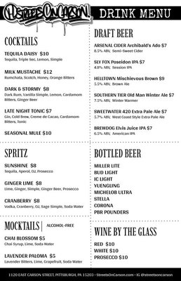 Menu photo 6 Streets On Carson Pittsburgh, PA