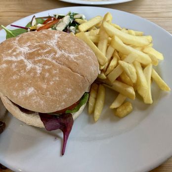 The Railway Inn - Vegan burger & chips with salad garnish £15.95 - Pubs Near Me - King's Lynn, NFK