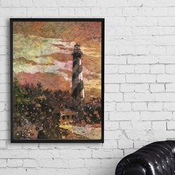 R Fox Painting - Cape Hatteras lighthouse on Outer Banks, NC.  Watercolor batik painting.  Original painting and fine art prints available.