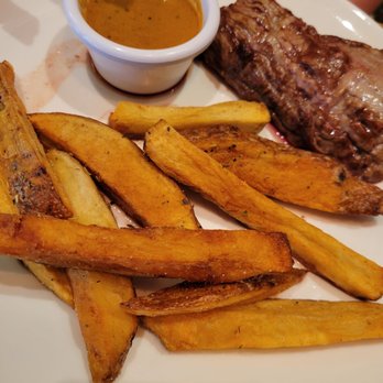 La Petite Ferme - Steak Frites with a Mustard Caper sauce - French Near Me - London, XGL