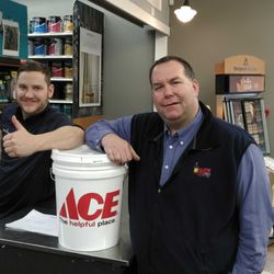 Mayer Paint & Hardware - Jake (l), Tom (R) . Tom's paint department manager. Everyone works together at Mayer's.