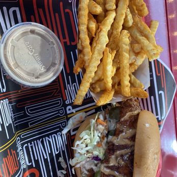 Chikin Drip - Sandwich with fries and sauce - Chicken Shop Near Me - Union City, California Chikin Drip - Sandwich with fries and sauce - Chicken Shop Near Me - Union City, California