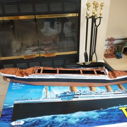 North East Trains - Here we are building a model of the Titanic together that we bought at North East Trains.