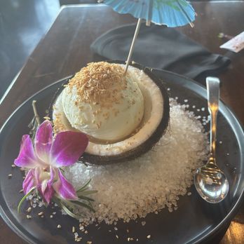 V Lotus - Fresh Coconut Bourbon Ice Cream!!! Shot of Bourbon floating in real coconut with shell. - Vietnamese Near Me - Sugar Land, Texas V Lotus - Fresh Coconut Bourbon Ice Cream!!! Shot of Bourbon floating in real coconut with shell. - Vietnamese Near Me - Sugar Land, Texas