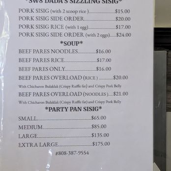 Sw8 Dada's Sizzling Sisig - pricing as of Thursday, 10.16.2025 - Food Trucks Near Me - Waipahu, Hawaii