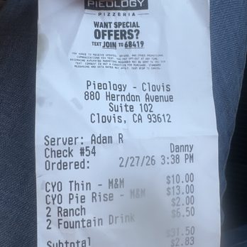 Pieology Pizzeria - Proof of my purchase - Pizza Near Me - Clovis, California Pieology Pizzeria - Proof of my purchase - Pizza Near Me - Clovis, California