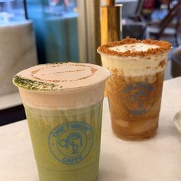 Banana Matcha Latte, Biscoff Cookie Latte