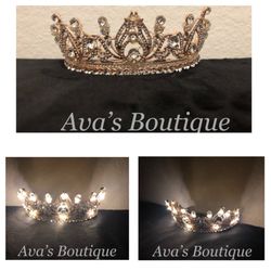 Ava’s Boutique - Rose gold tiara with gold LED lights. There's 3 options: blinks fast, slow and steady on. Batteries included.