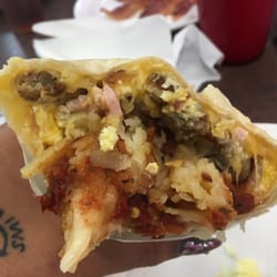 Mr Tomato - Breakfast is served all day & this is their fully loaded Breakfast burrito!