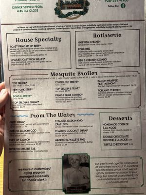Menu photo 2 Charlie Clark's Steakhouse Pinetop, AZ Menu photo 2 Charlie Clark's Steakhouse Pinetop, AZ