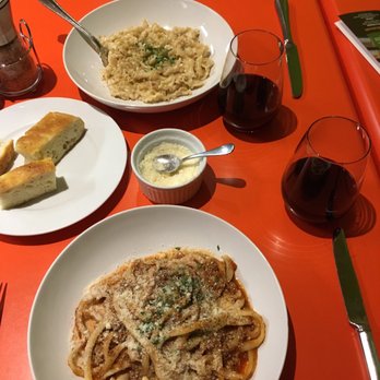 Dal Grano - Bucatini with bolognese sauce and campanelle with carbonara and a couple glasses of Nero d'avola. - Pasta Shops Near Me - McLean, Virginia Dal Grano - Bucatini with bolognese sauce and campanelle with carbonara and a couple glasses of Nero d'avola. - Pasta Shops Near Me - McLean, Virginia